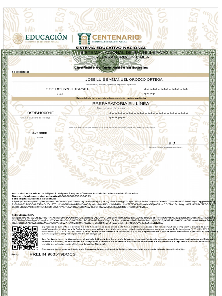 Certificado de Preparatoria en Línea | PDF