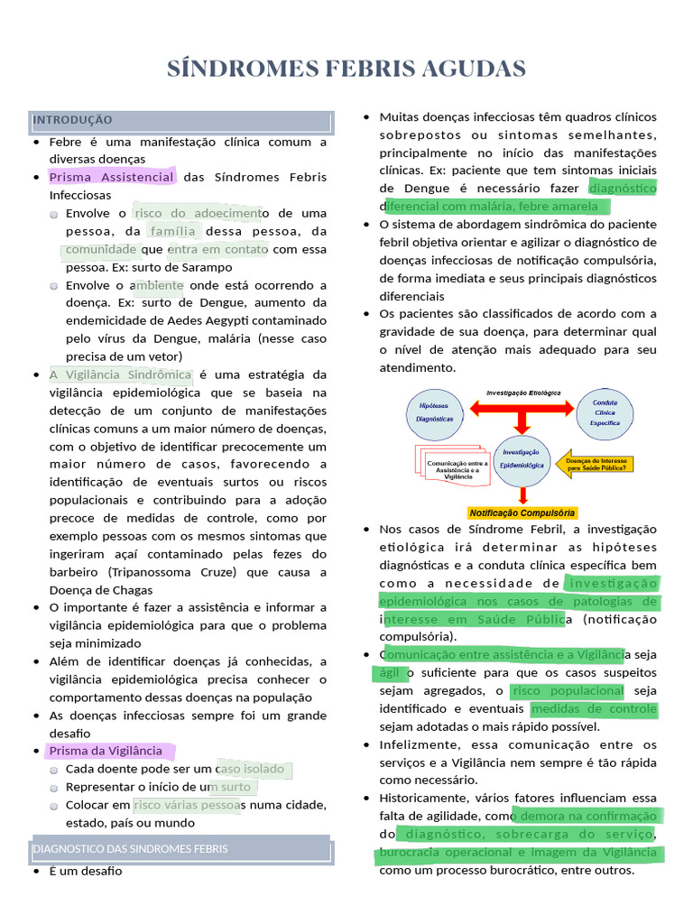 Diagnóstico de Síndromes Febris Agudas | PDF | Epidemiologia | Síndrome