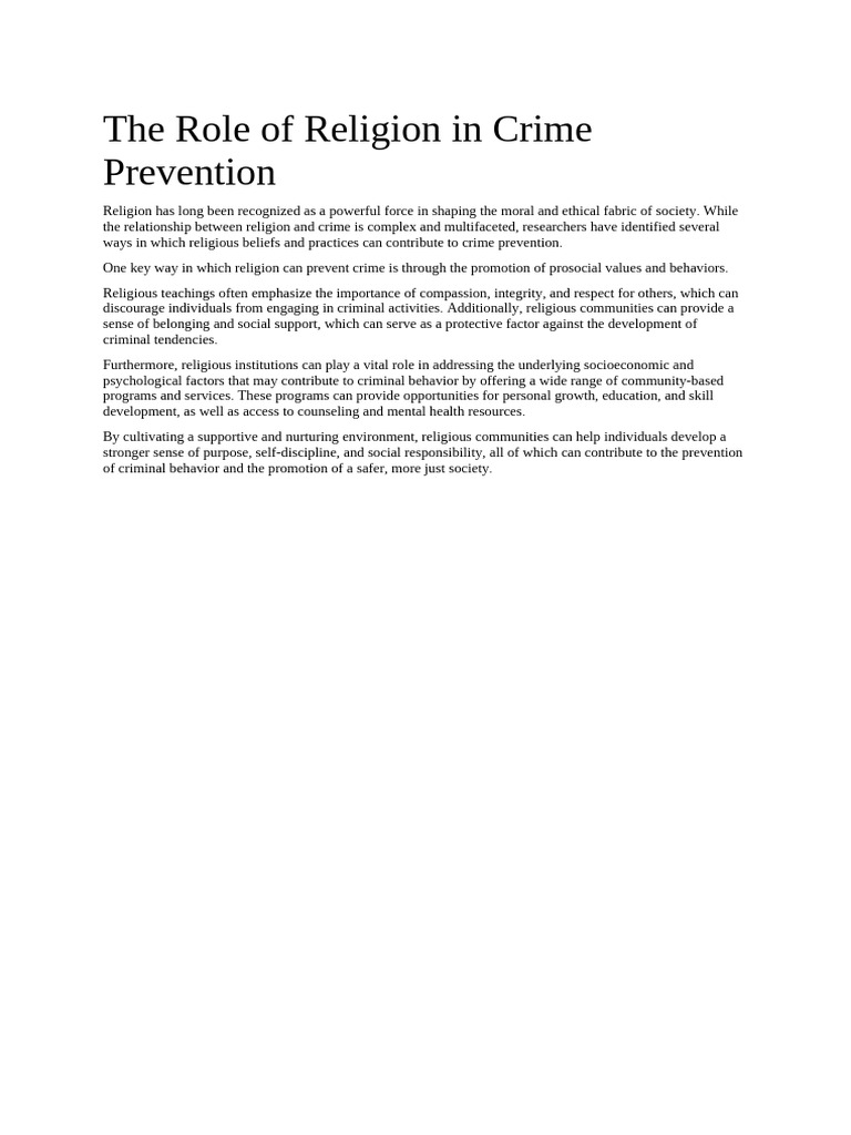 Religion's Impact on Crime Prevention | PDF