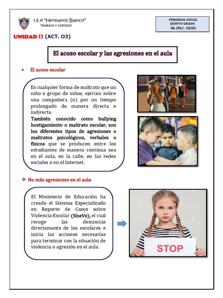 09. EL ACOSO ESCOLAR Y LAS AGRESIONES EN EL AULA | PDF | Agresión ...