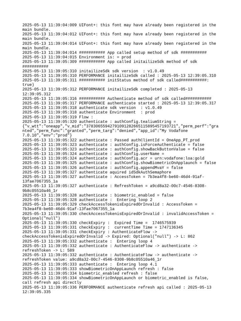 SDK Authentication and Refresh Log | PDF | Information Technology | Data
