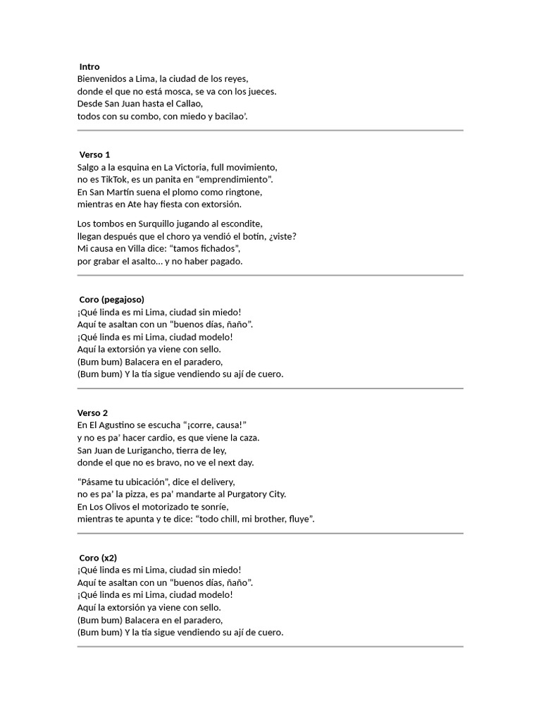 Letra Cancion | PDF