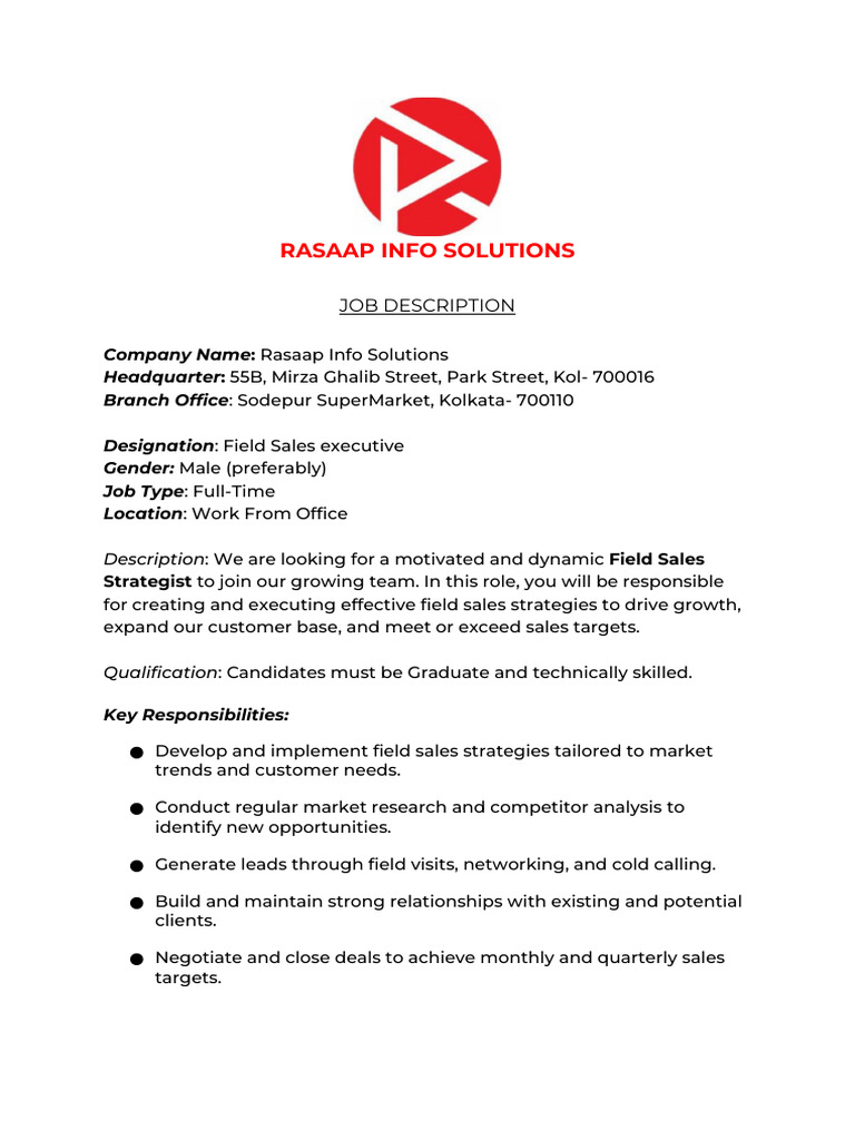 Job Description - Field Sales Executive | PDF