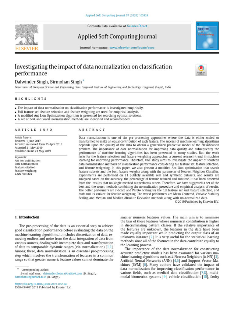Data Normalization Impact on Classification | PDF | Machine Learning ...