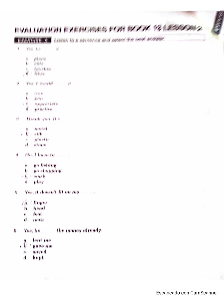 Evaluation Exercise Book 13 Lesson 2 | PDF