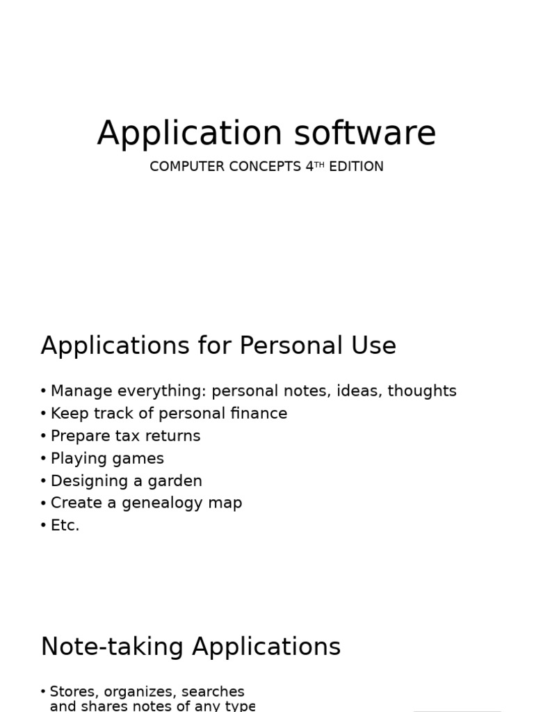 Application Software: Computer Concepts 4 Edition | PDF | Mobile App ...