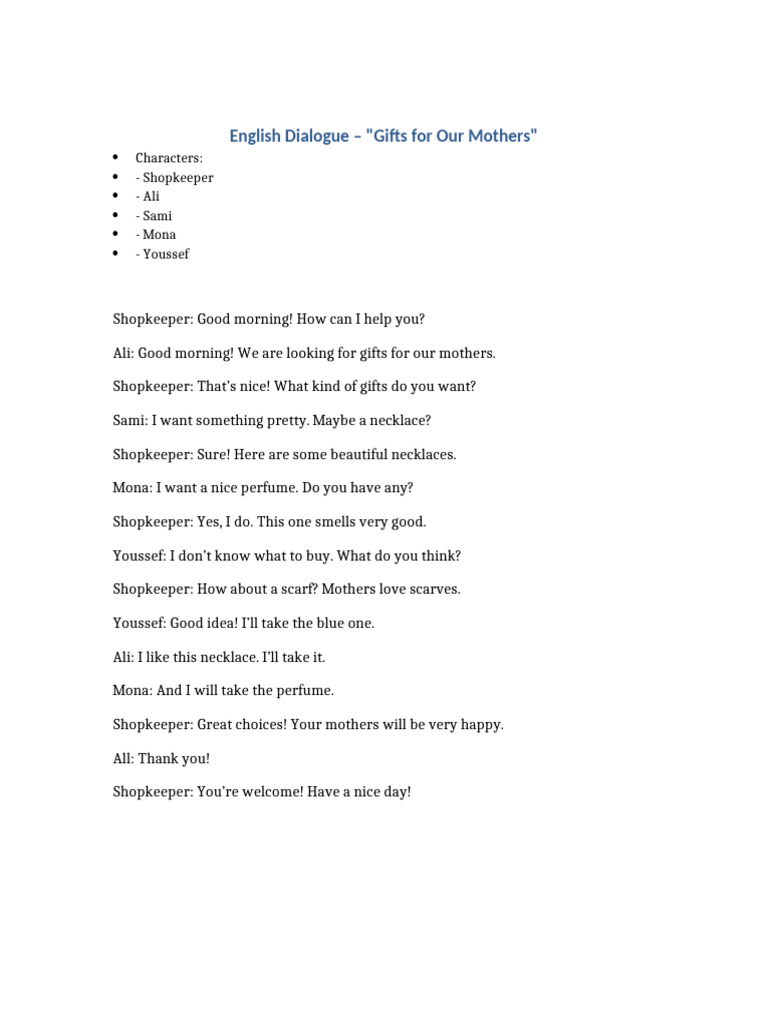 English Dialogue Gifts | PDF