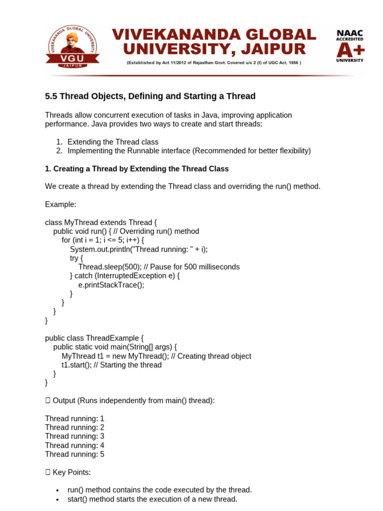 Java Thread Creation and Management Guide | PDF | Method (Computer ...
