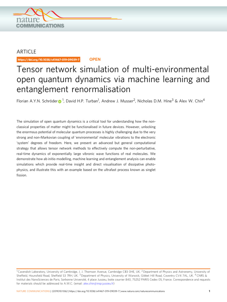 Entanglement Renormalisation | PDF | Tensor | Ab Initio Quantum ...