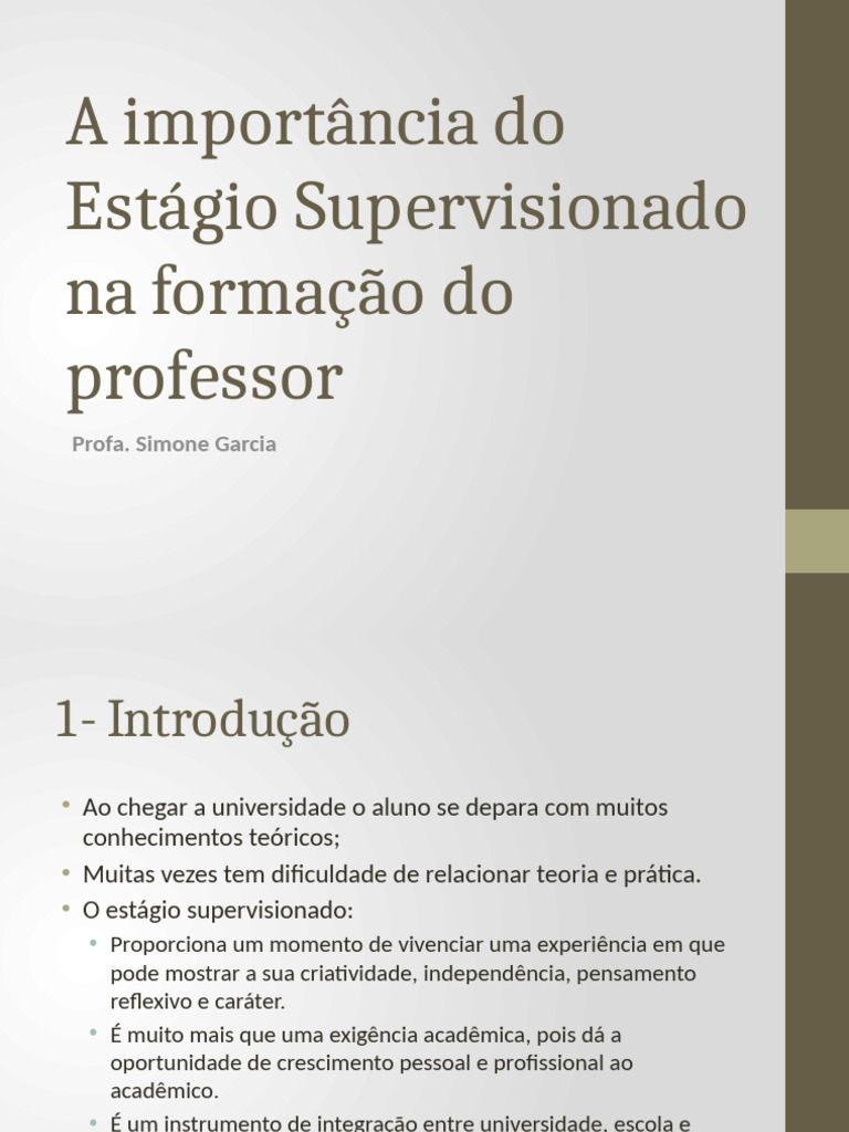 Estágio Supervisionado na Formação Docente | PDF | Aprendizado | Pedagogia