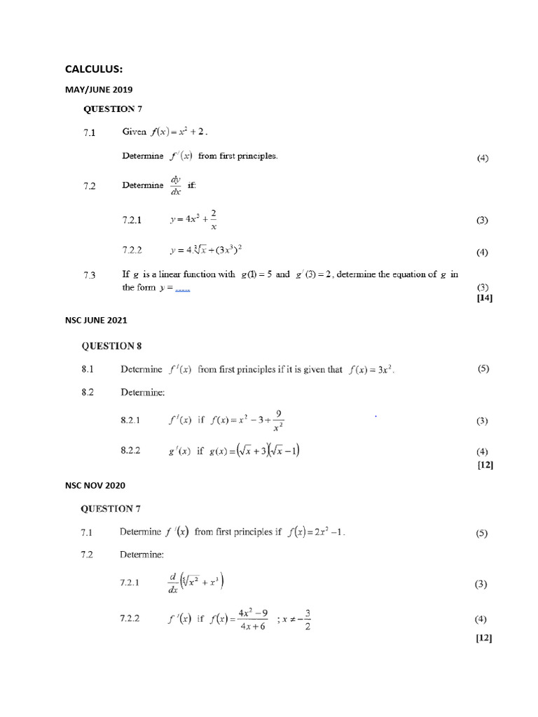 Calculus Monyetla Saturday Classes 2025 - 225 | PDF