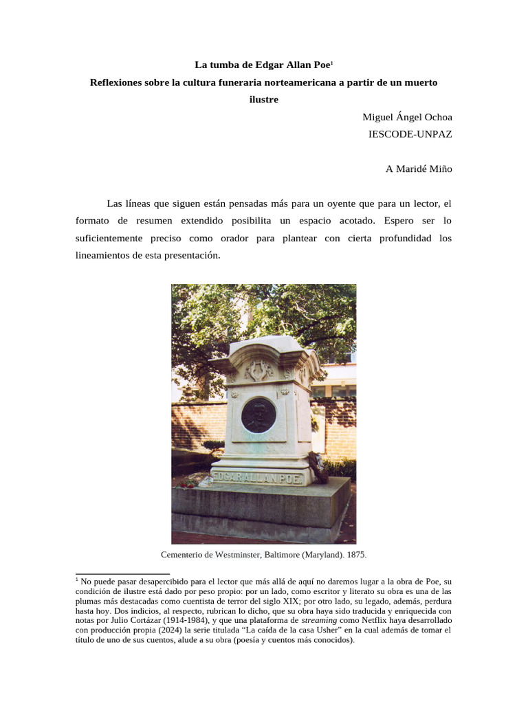 La Tumba de Edgar Allan Poe en PROCESO | PDF | Edgar Allan Poe | Los ...