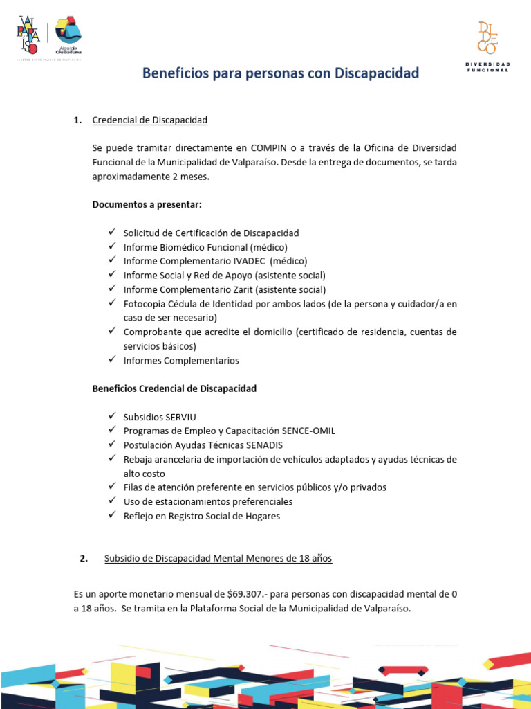 Beneficios para Personas con Discapacidad | PDF | Invalidez | Trabajo ...