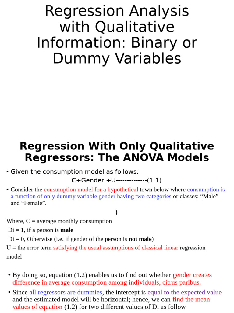 Regression Analysis with Dummy Variables | PDF | Dependent And ...