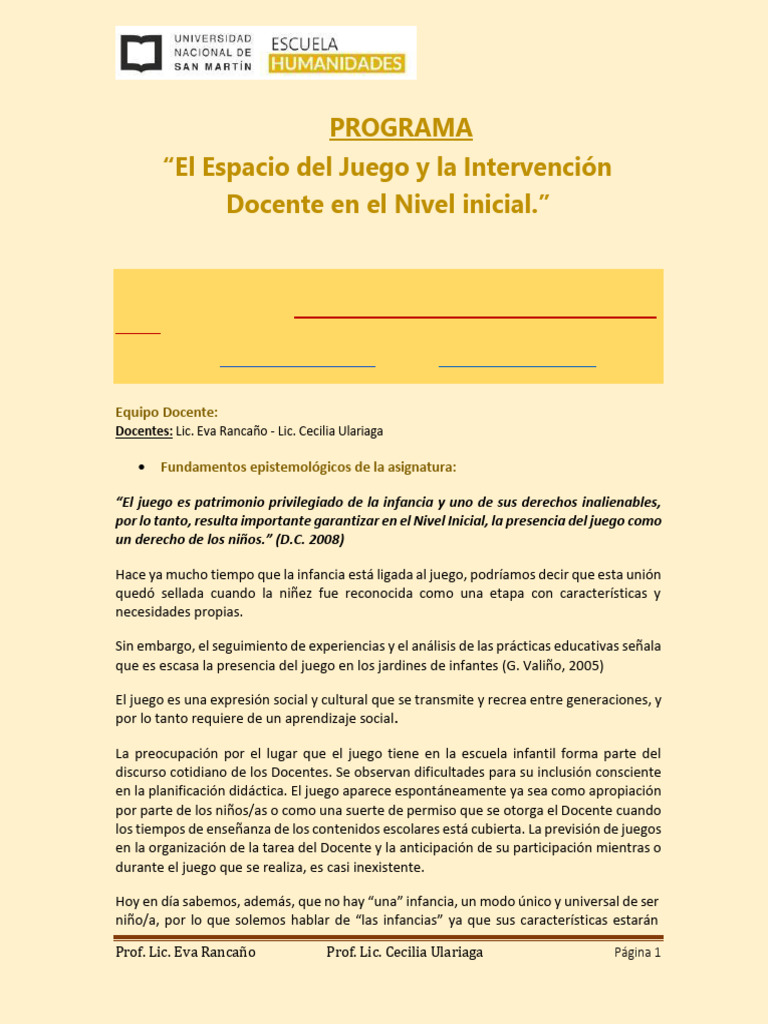 Importancia del Juego en Educación Inicial | PDF | Educación de la ...