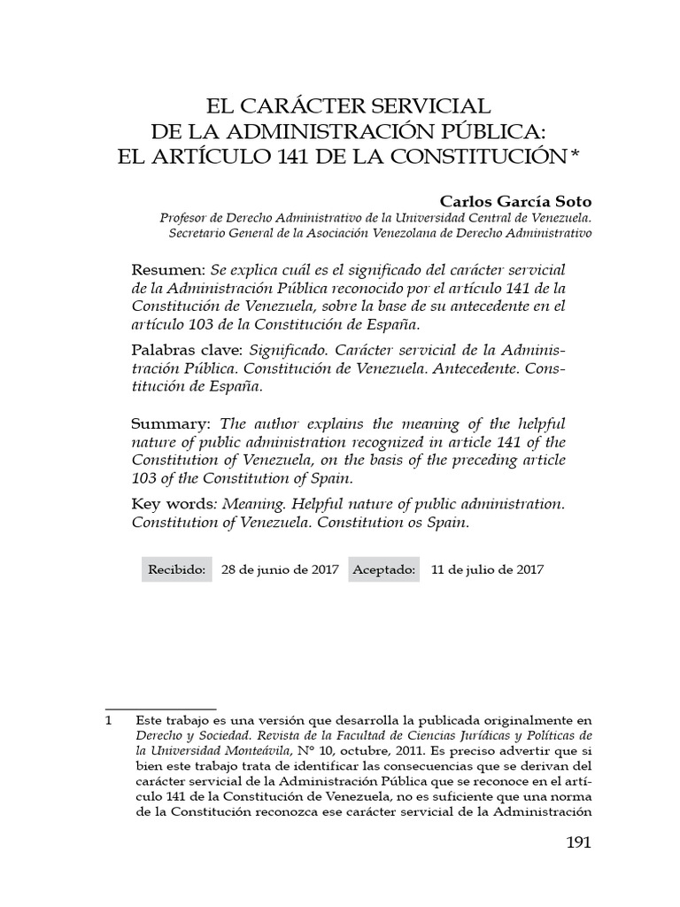 Carlos García Soto, El Carácter Servicial de La Administracion Pública ...