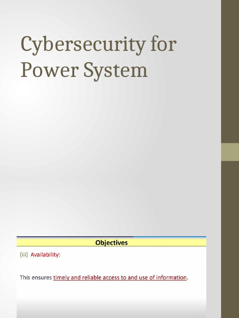 Cybersecurity For Power System | PDF
