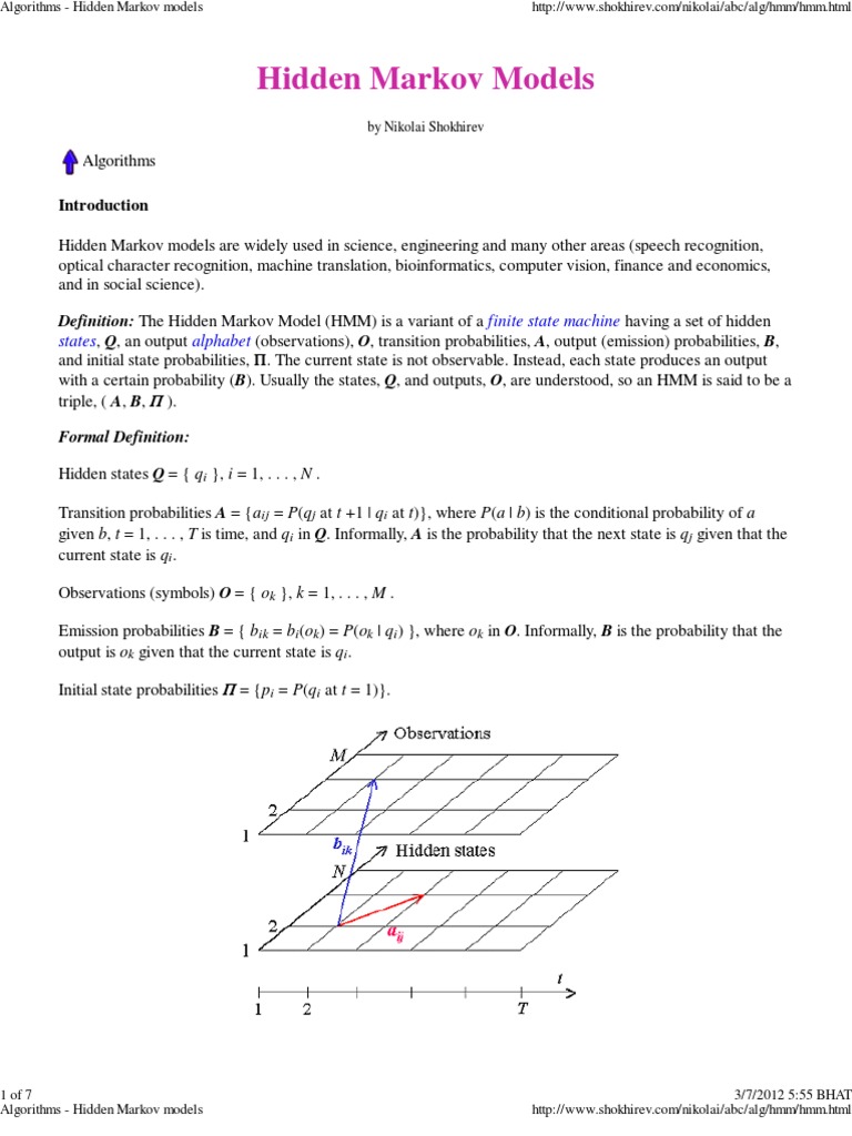 Algorithms - Hidden Markov Models | PDF | Mathematical Analysis ...