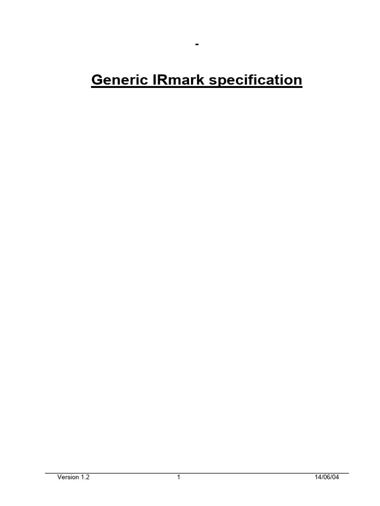 Generic IRmark Specification Guide | PDF | Xml Schema | Xml