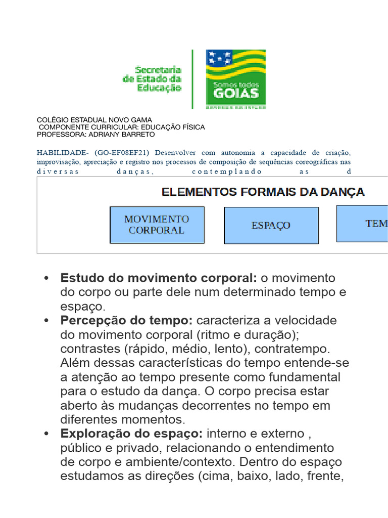 Elementos Formais da Dança e Kinesfera | PDF