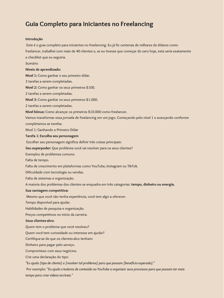Guia Prático para Iniciantes no Freelancing | PDF | Trabalhador ...