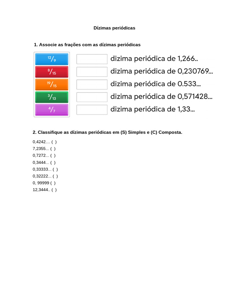 Dízimas Periódicas | PDF
