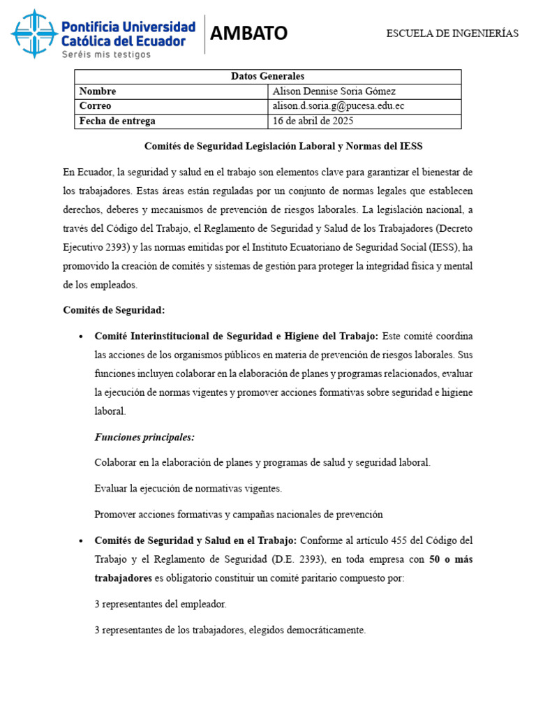 Normas de Seguridad y Salud en Ecuador | PDF | Seguridad y salud ...