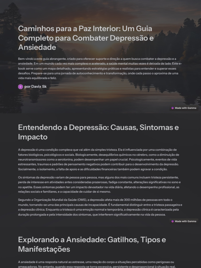 Caminhos para A Paz Interior Um Guia Completo para Combater Depressao e ...