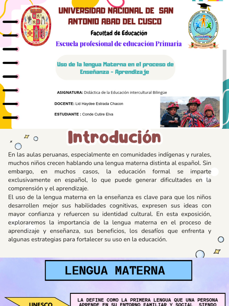 Importancia de la Lengua Materna en Educación | PDF | Multilingüismo ...