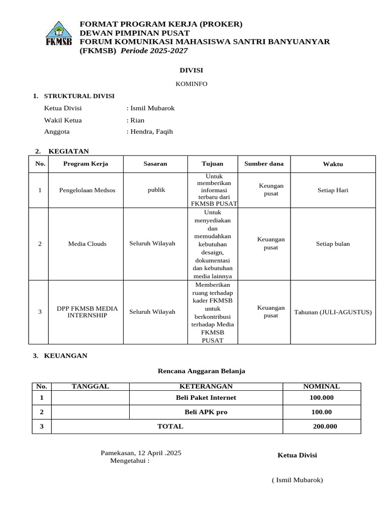 Proker Div. Kominfo | PDF