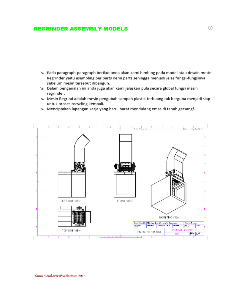 Model Mesin Regrinder Plastik | PDF