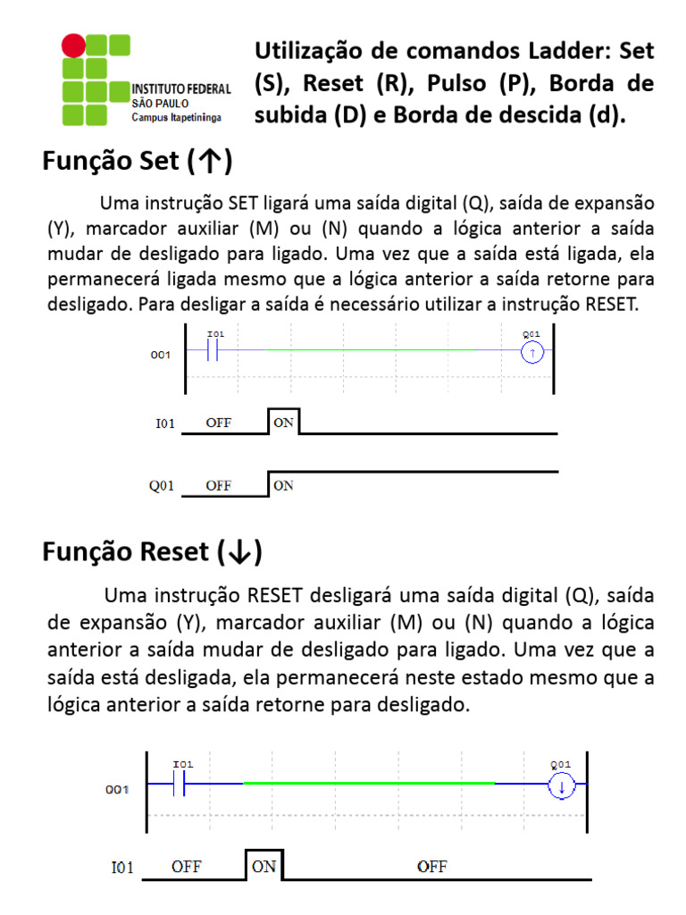 Comandos Ladder: Set e Reset | PDF | Engenharia da Computação ...