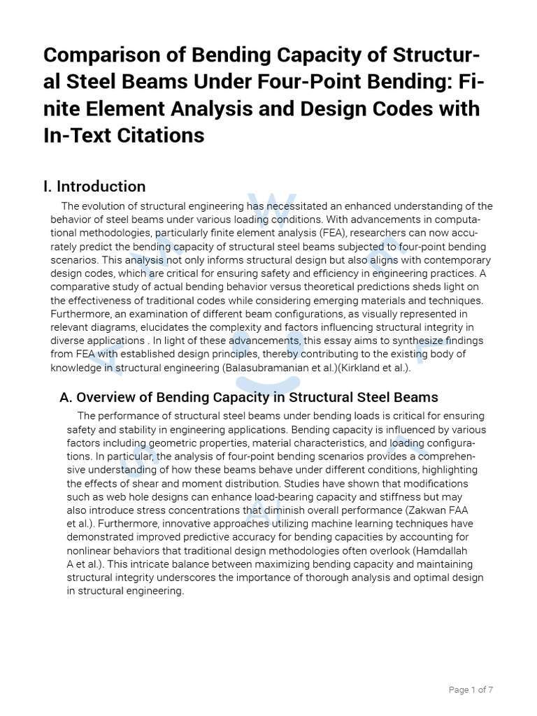 Bending Capacity of Steel Beams Analysis | PDF | Bending | Finite ...