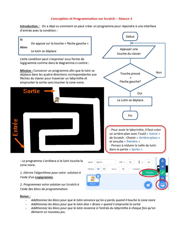 Programmation Scratch : Labyrinthe et Lutin | PDF