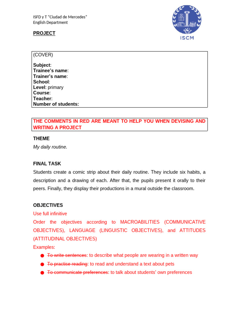 Daily Routine Comic Strip Project | PDF | Linguistics | English Language