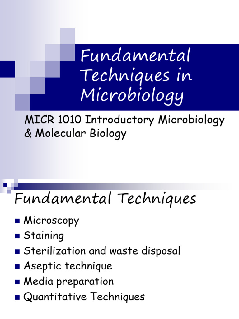 Microbiology Techniques Overview | PDF | Staining | Sterilization ...