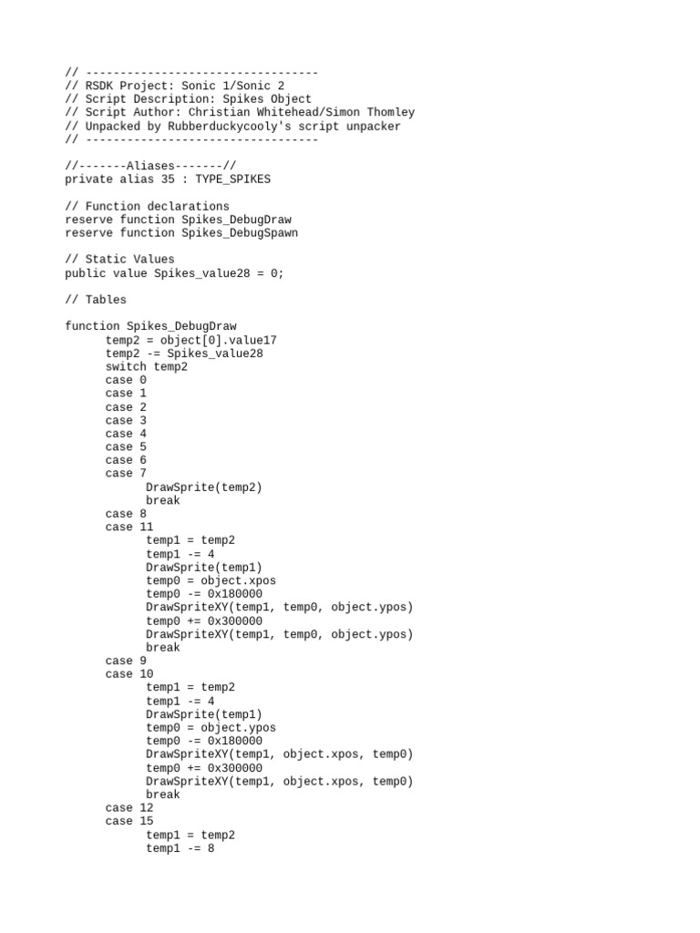 Sonic 1/Sonic 2 Spikes Object Script | PDF