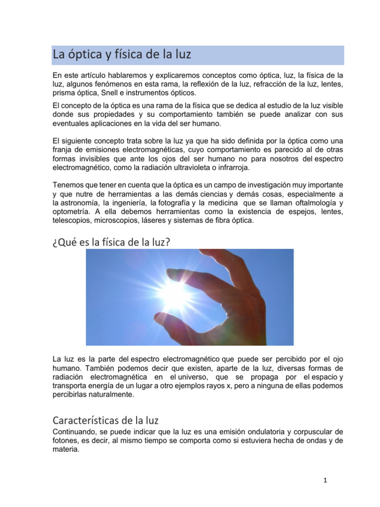 La Óptica y Física de La Luz | PDF | Óptica | Ligero