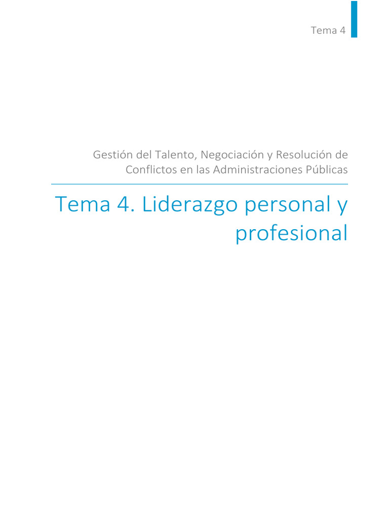 Tema 4. Liderazgo Personal y Profesional | PDF | Liderazgo | Gestión ...