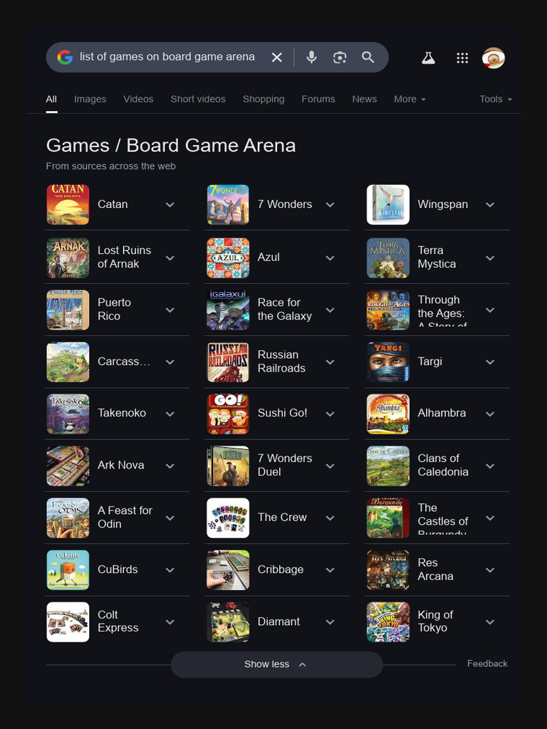 Board Game Arena Game List | PDF