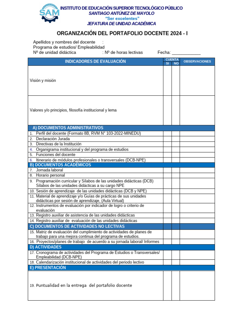 Portafolio Docente 2024 - I: Guía Completa | PDF | Maestros | Enseñando