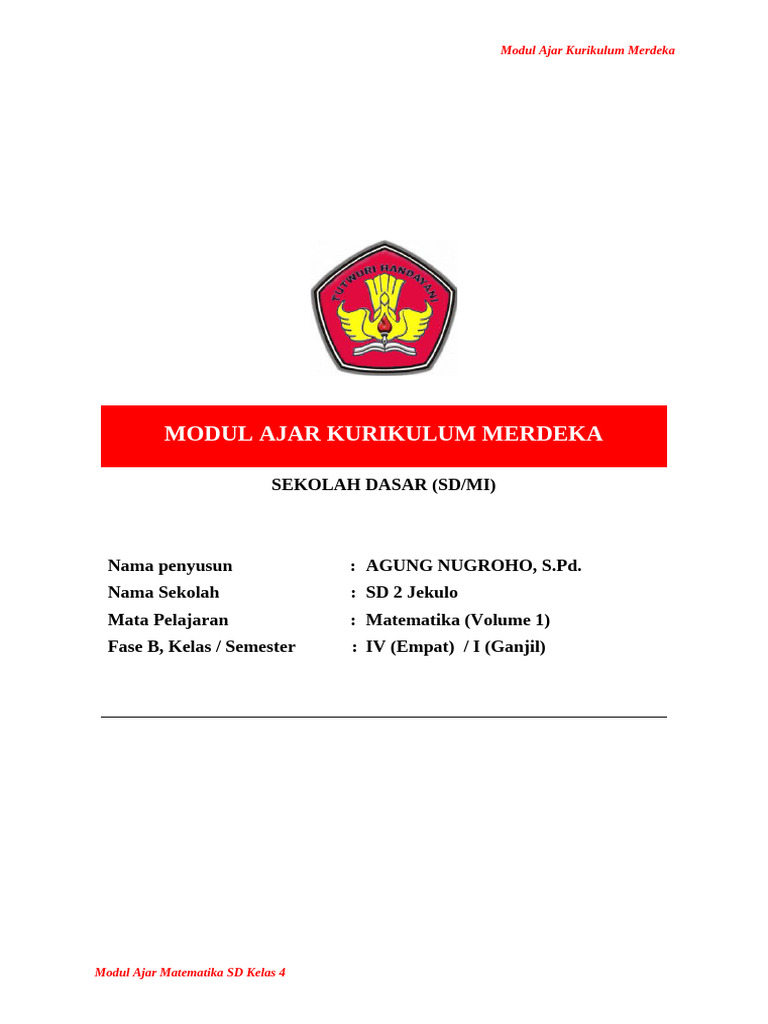 Modul Ajar MTK Unit 1 | PDF