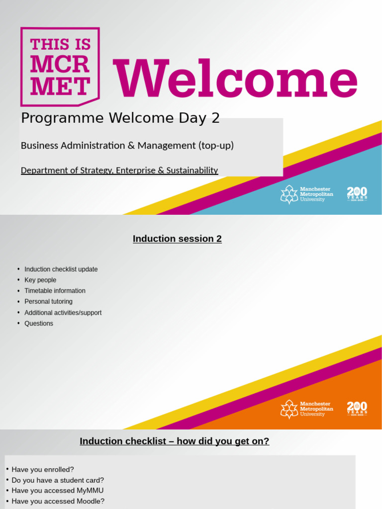 MMU Induction Week Overview for Students | PDF | Learning