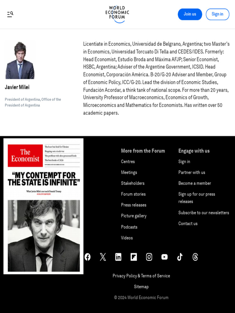 Javier Milei - World Economic Forum | PDF | Economies | Economics