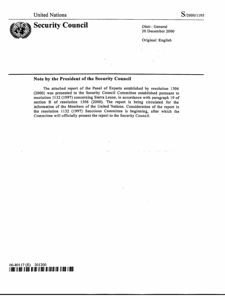 UNSC Diamonds Report | PDF
