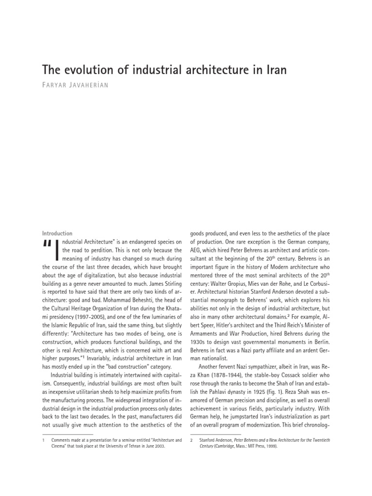 Javaherian, The Evolution of Industrial Architecture in Iran | PDF | Tehran
