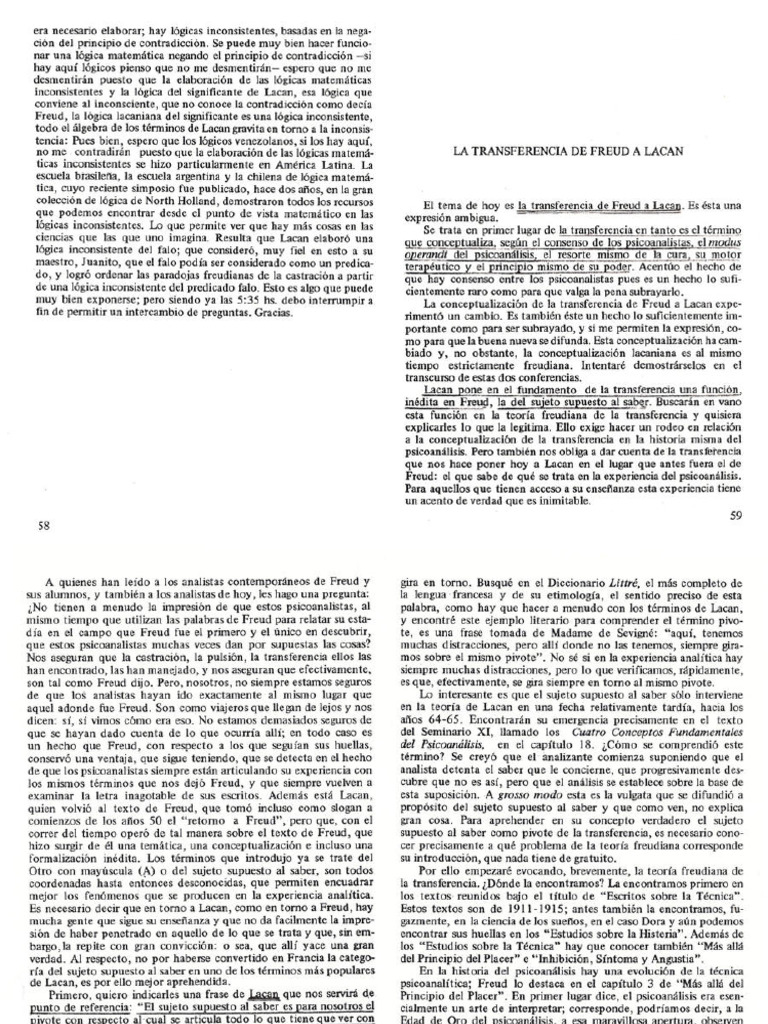 Lógica Inconsistente en Freud y Lacan | PDF