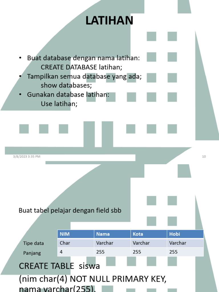 Panduan Membuat Database dan Tabel SQL | PDF