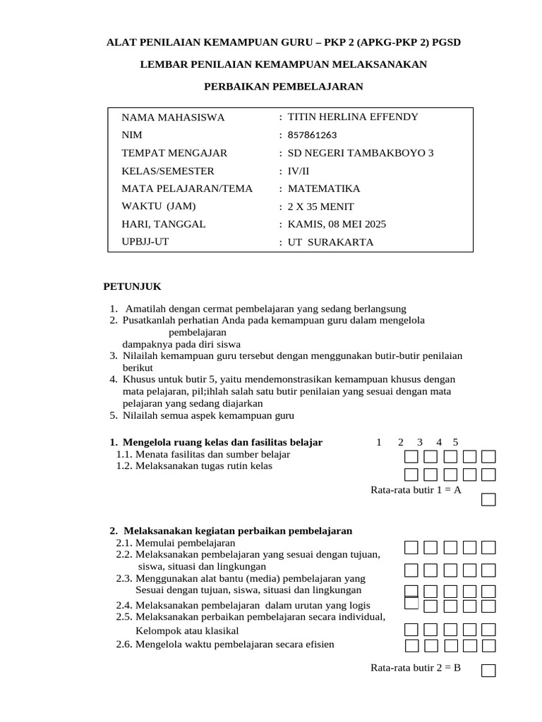 Penilaian Kemampuan Guru PGSD 2025 | PDF