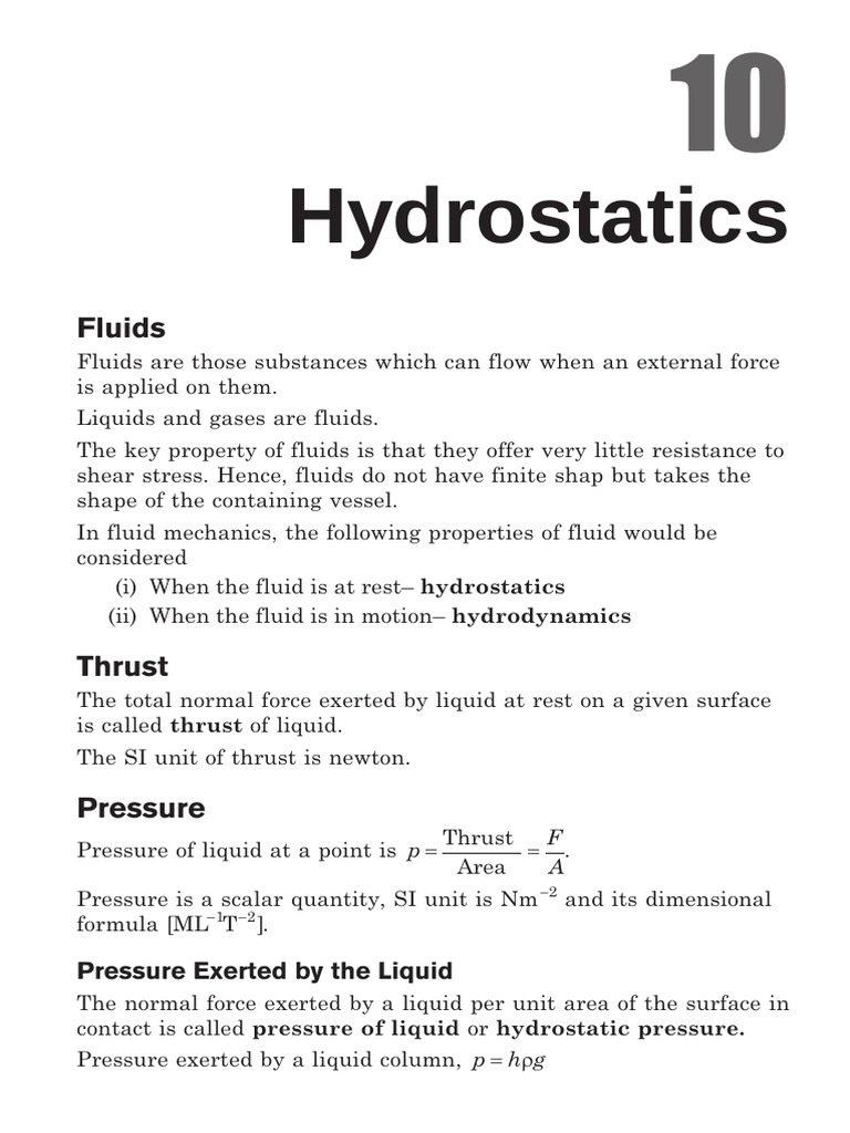Handbook (10) Hydrostatics | PDF | Pressure | Buoyancy